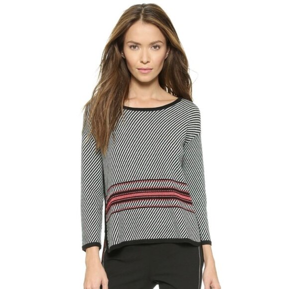 rag & bone Diagonal Stripe Sweater with Red Accents - Picture 1 of 5